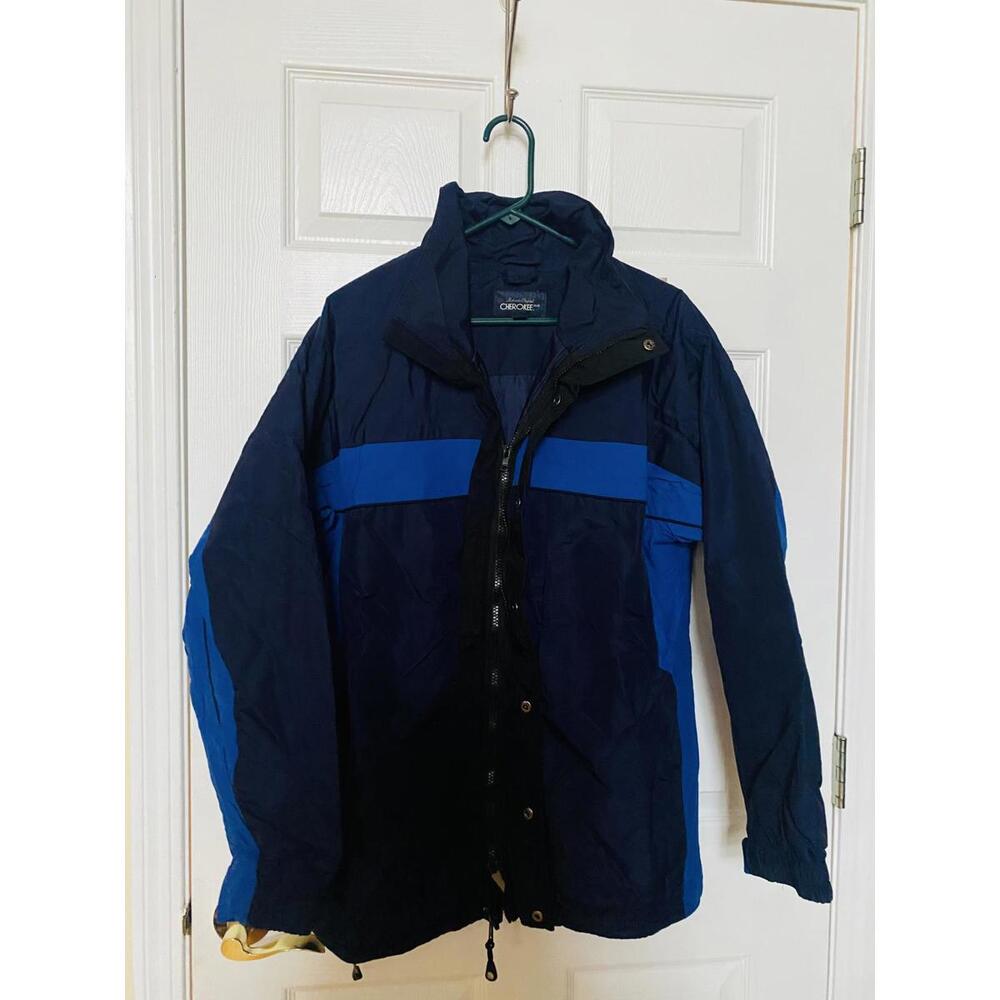 Cherokee Men's Windbreaker Jacket Medium Navy Blue with Blue Accents
